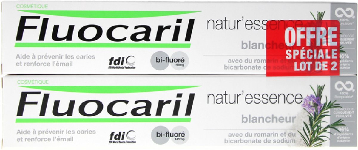 Fluocaril Natur'Essence Bi-Fluorescent Whitening Tandpasta Set van 2 x 75 ml