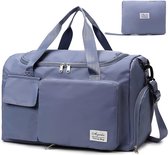 Reistas 35L met schoenenvak en nat vak opvouwbare weekendtas gym reistas handbagage voor dames en heren, grijs/blauw