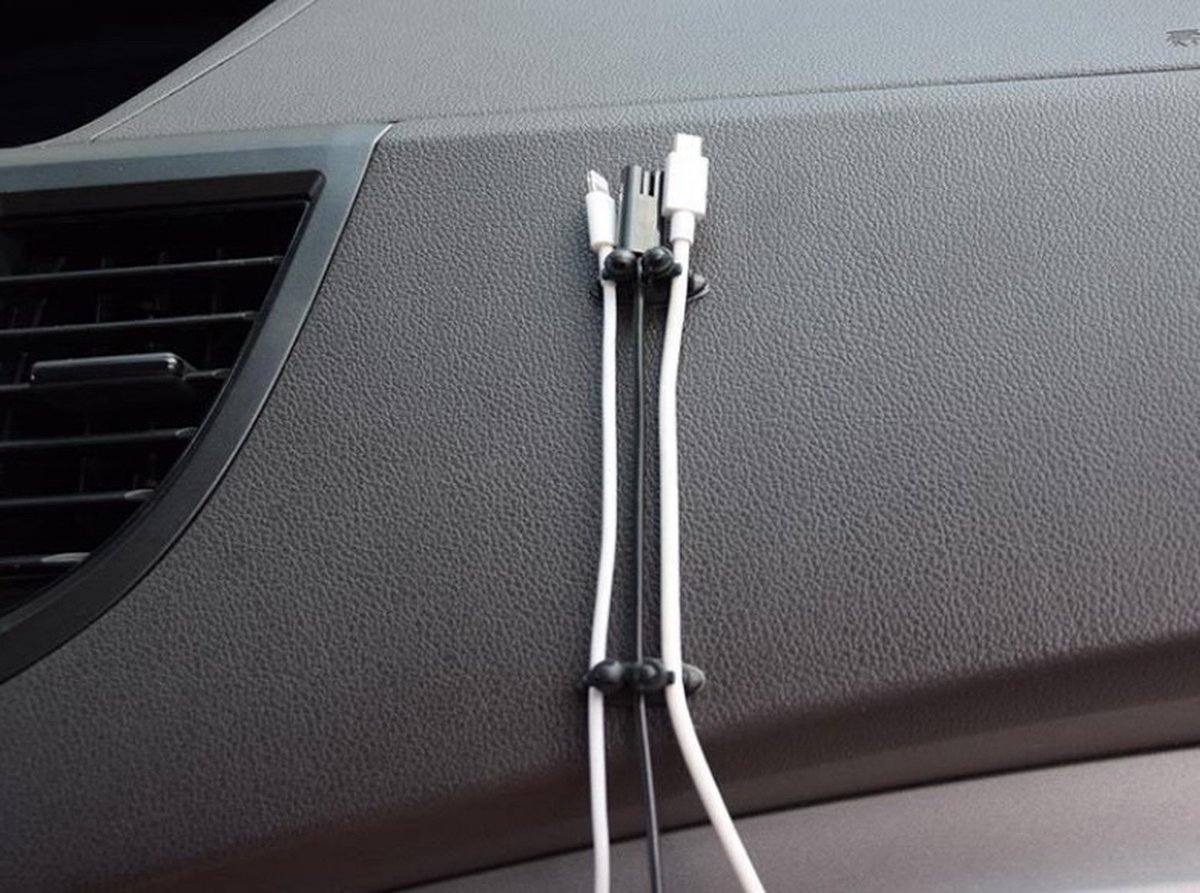 Merkloos 8x Telefoonsnoer Clip Kabelklem Kabelklemmen Voor Draden In Uw Auto Draad Clip Zelfklevende Kabelhouder- Kabelbinder Kabel organizer Kabelclip Kabelklem Zwart