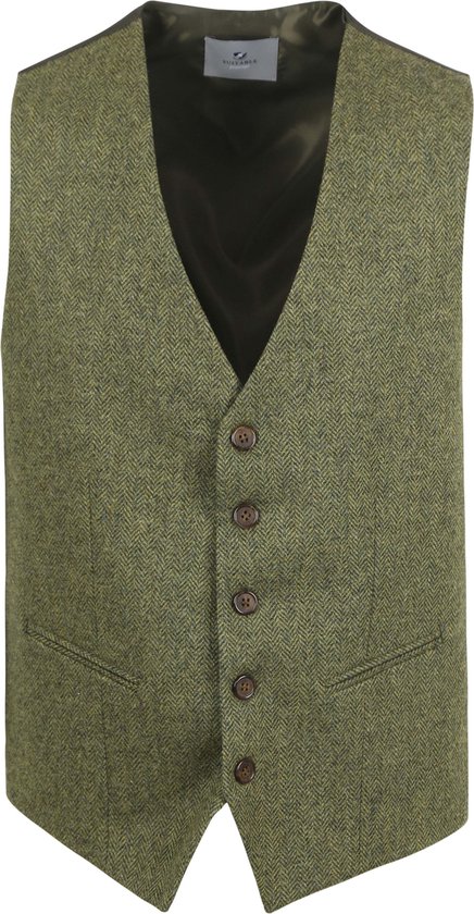 Suitable - Gilet Tweed Groen - Heren - Maat 46 - Modern-fit