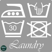 Wasetiket muursticker tekst Laundry maat L kleur Wit