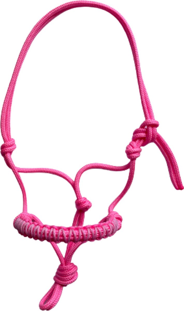 Touwhalster ‘zigzag’ Roze-Baby Roze maat pony | roze, licht, baby roze, halster, touwproducten, paard