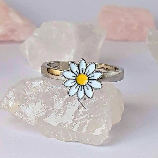 Luminora Daisy Ring Zilver - Fidget Ring Madeliefje - Anxiety Ring - Stress Ring - Anti Stress Ring - Spinner Ring - Spinning Ring - Draai Ring - Wellness Sieraden