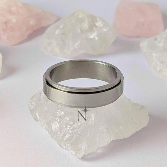 Luminora Aura Ring - Fidget Ring Zilver - Anxiety Ring - Stress Ring - Anti Stress Ring - Spinner Ring - Spinning Ring - Draai Ring - Maat 57 | ⌀ 18.2 - Wellness Sieraden