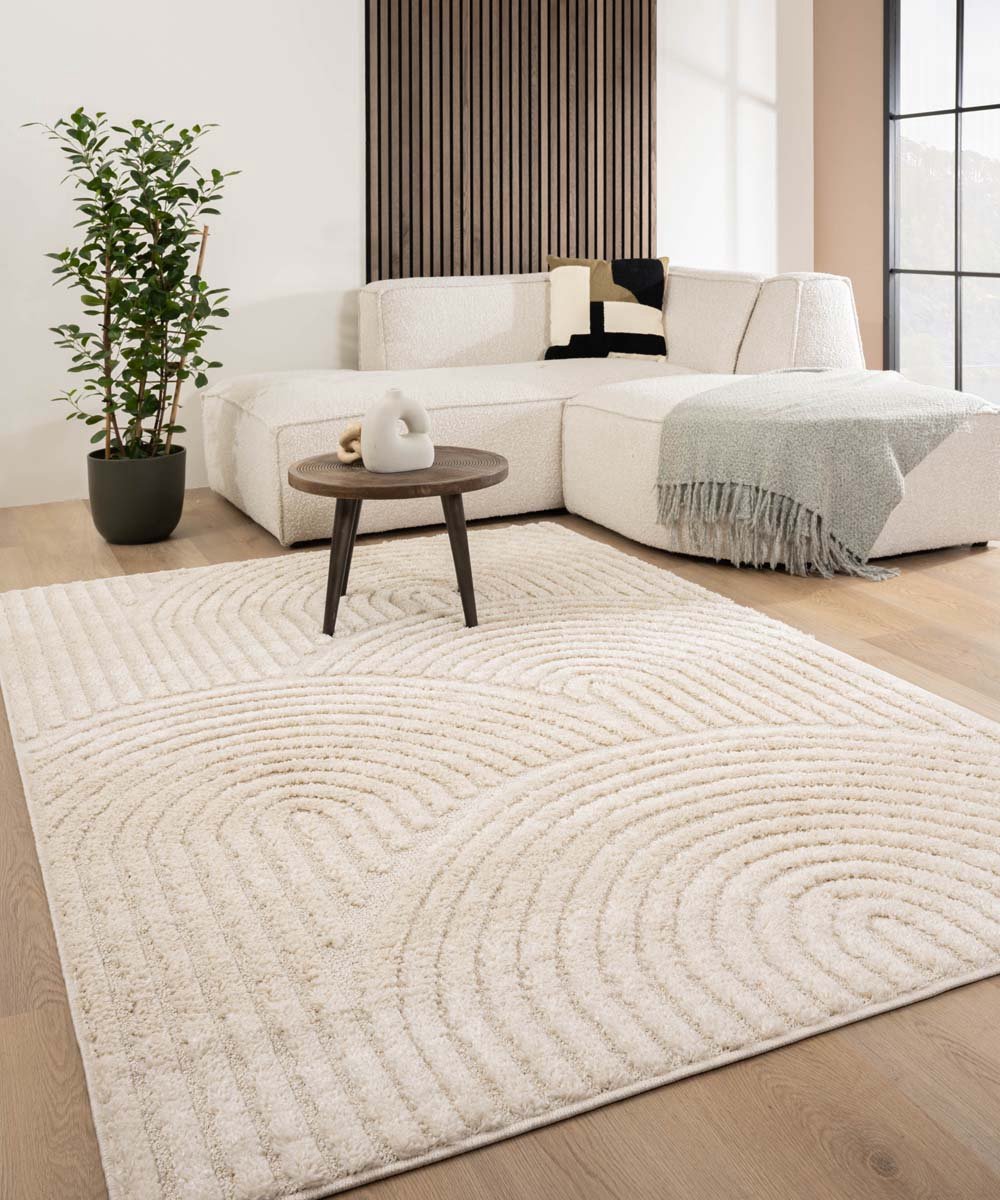 Scandinavisch vloerkleed - Arc Curve crème 300x400 cm