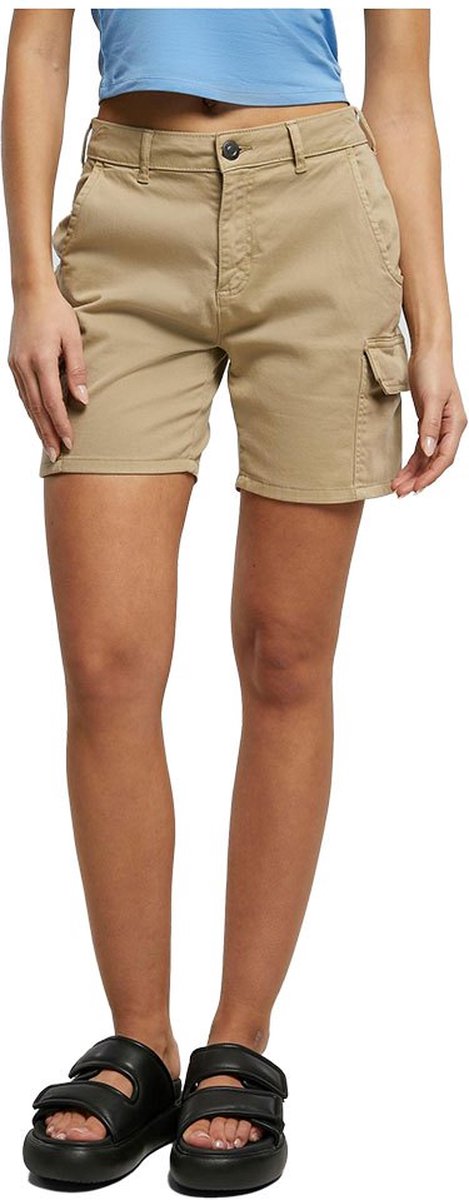 Urban Classics High Waist Cargo Korte broek Taille 32 inch Beige