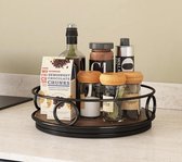 Draaitafelorganizer, 1 stuk, multifunctioneel draaitafelkruidenrek, keukenorganizer, 25 cm draaibaar kruidenrek voor de keuken (bruin