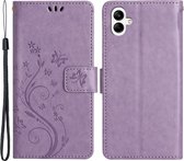 Coverup Bloemen & Vlinders Book Case - Geschikt voor Samsung Galaxy A05 Hoesje - Paars