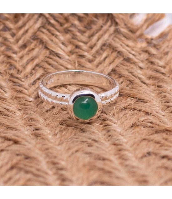 diluna.nl - groene Onyx - 925 sterling zilveren edelsteen ring