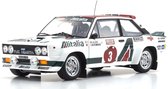 De 1:18 Diecast Modelcar van de Fiat 131 Abarth Team Alitalia #3 van de 1000 Lakes Rally van 1978. De coureurs waren M. Alen en I. Kivimaki. De fabrikant van het schaalmodel is Kyosho. Dit model is alleen online beschikbaar