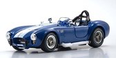 The 1:43 Diecast Modelcar of the Shelby Cobra 427/SC Spider Racing of 1965 in Blue and White. The manufacturer of the scalemodel is Kyosho.This model is only online available.