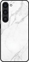 Smartphonica Telefoonhoesje voor Samsung Galaxy S23 met marmer opdruk - TPU backcover case marble design - Wit / Back Cover geschikt voor Samsung Galaxy S23