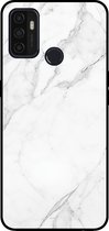 Smartphonica Telefoonhoesje voor OPPO A53 met marmer opdruk - TPU backcover case marble design - Wit / Back Cover geschikt voor Oppo A53