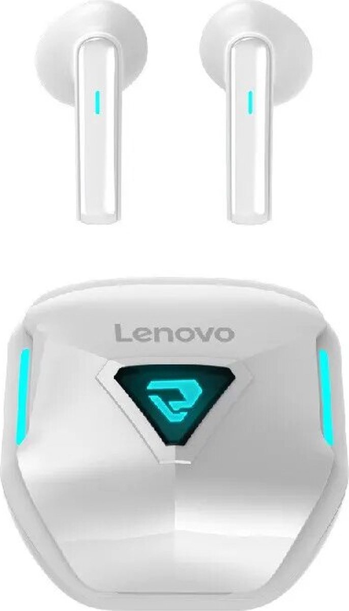 Lenovo - TG132 - Bluetooth 5.3 - Draadloze oordopjes - Ergonomisch - Noise-cancelling - Waterbestendig - Sport - Gamen - Reizen - Wit