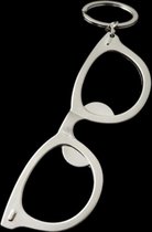 Flesopener/Sleutelhanger Bril 10.5 x 3.5 cm ( Zilverkleurig )