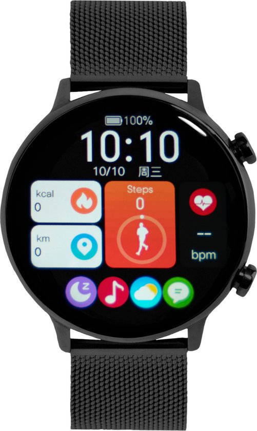 DARZ Ultra HD Pro Smartwatch - Smartwatch Dames - HD Touchscreen - Horloge - Stappenteller - Bloeddrukmeter - Saturatiemeter - Hartslag – Zwart metaal - iOS en Android
