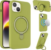 Geschikt voor iPhone 14 Plus Hoesje Met Magnetische Standaard - Telefoonhoesje - Backcase Cover - Backcover Case - Magnetisch Hoesje - Hoesje Met Standaard - Groen