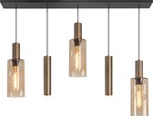 Highlight - Hanglamp Perugia 3+2 lichts L 120 cm zwart amber
