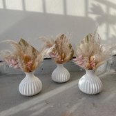 droogbloemen met vaas - mini vaasjes - boho chic - droogbloemen met vaas + pampas - elegant