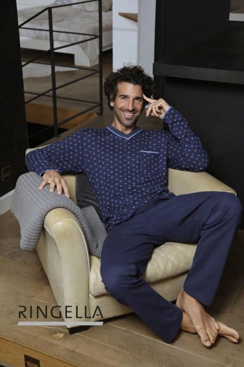 Pyjama homme bleu nuit confortable bol