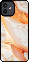 Smartphonica Telefoonhoesje voor iPhone 12/12 Pro met marmer opdruk - TPU backcover case marble design - Oranje / Back Cover geschikt voor Apple iPhone 12;Apple iPhone 12 Pro