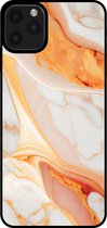 Smartphonica Telefoonhoesje voor iPhone 11 Pro Max met marmer opdruk - TPU backcover case marble design - Oranje / Back Cover geschikt voor Apple iPhone 11 Pro Max