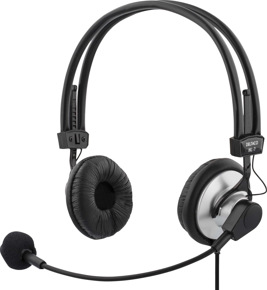 Deltaco HL-7 - Stereo Headset - On-Ear - Microfoon - 2x 3,5mm - Zwart/Zilver