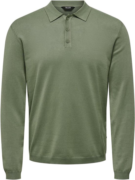 Only & Sons Poloshirt Onswyler Life Reg 14 Ls Polo Knit N 22021184 Hedge Green Mannen Maat - L