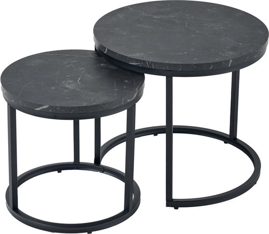 en.casa] Salontafel Christchurch set van 2 bijzettafels rond tafels