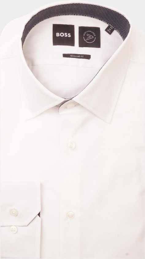BOSS Joe regular fit overhemd - twill - wit - Strijkvriendelijk - Boordmaat: 40