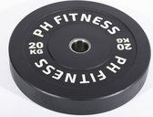 PH Fitness Bumper Plates 20KG Set - Olympische Halterschijven van Rubber - 50 mm - 2 STUKS