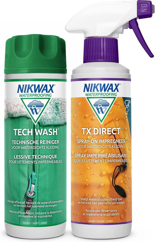 Nikwax Twin Tech Wash Wasmiddel 300ml & TX.Direct 300ml Spray-On Impregneermiddel - 2-Pack