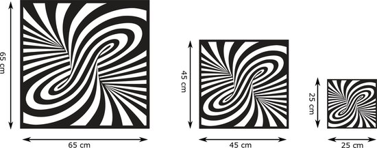 Décoration murale illusion d'optique mdf noir 45x45cm