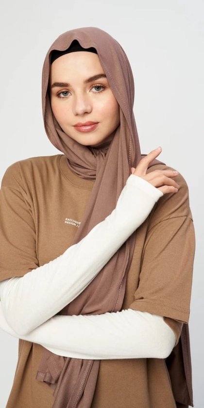 Hijab Jersey Coffee - Sjaal - Hoofddoek - Turban - Jersey Scarf - Sjawl - Dames hoofddoek - Islam