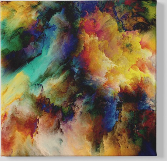 Canvas Schilderij Abstract - Kleurrijke Rook - 100x100x2 cm