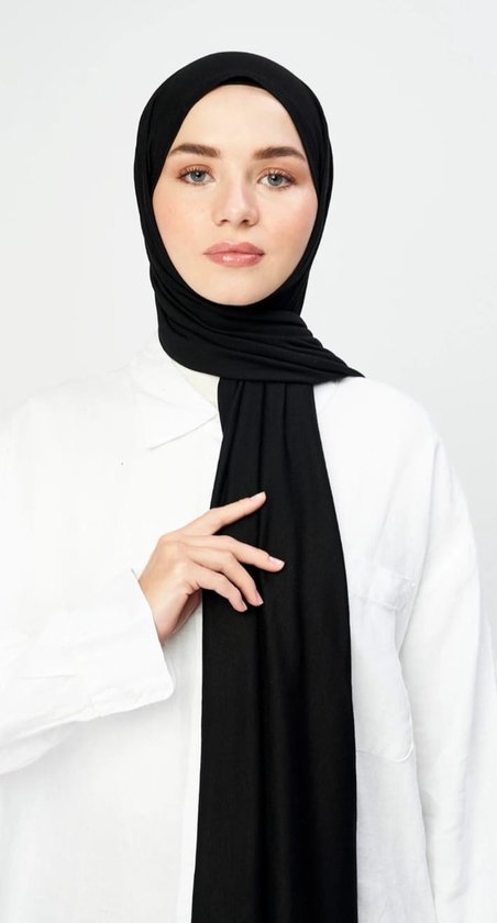Hijab Jersey BLACK - Sjaal - Hoofddoek - Turban - Jersey Scarf - Sjawl - Dames hoofddoek - Islam