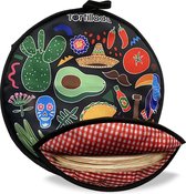 30 cm Tortilla warmter/warmtecontainer magnetronbestendig van katoen/polyester (zwart)