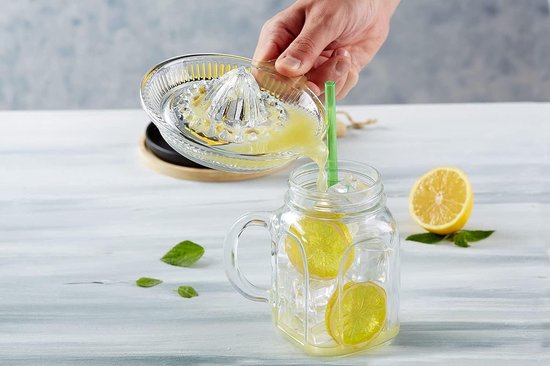 Citroenpers, glas, handmatige sapcentrifuge, met handvat en uitloop, kristal, voor vers vruchtensap, limoen, sinaasappel, zwaar, klein, Cam Limon Sikacagi van Merkloos — afbeelding 5