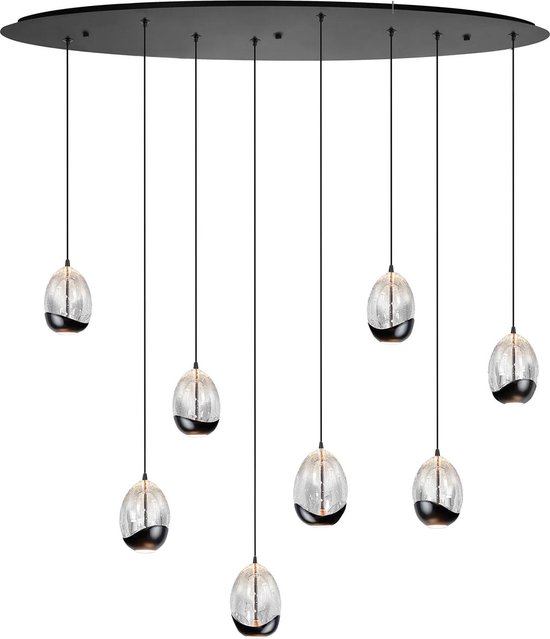 Highlight - Lampe suspendue Clear Egg ovale 8 lumières L 100 cm noir clair