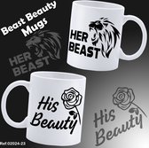 Her Beast and His Beauty Couple Matching mug - Mug with text - Funny mug - Anniversary gift - Gift for husband - Gift for wife - Gift for her - Gift for him - Funny gift - Tea glasses - Valentine gifts - Coffee cups
