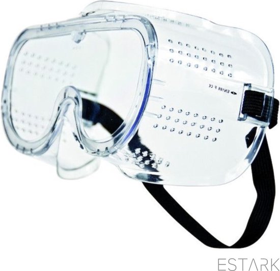 ESTARK® Veiligheidsbril Transparant - Professioneel - LichtGewicht - Polycarbonaat - Vuurwerkbril - Beschermbril - Veiligheidbril - Veiligheid Bril - Oogbeschermer - Spatbril - Stofbril - Overzetbril - Zwart