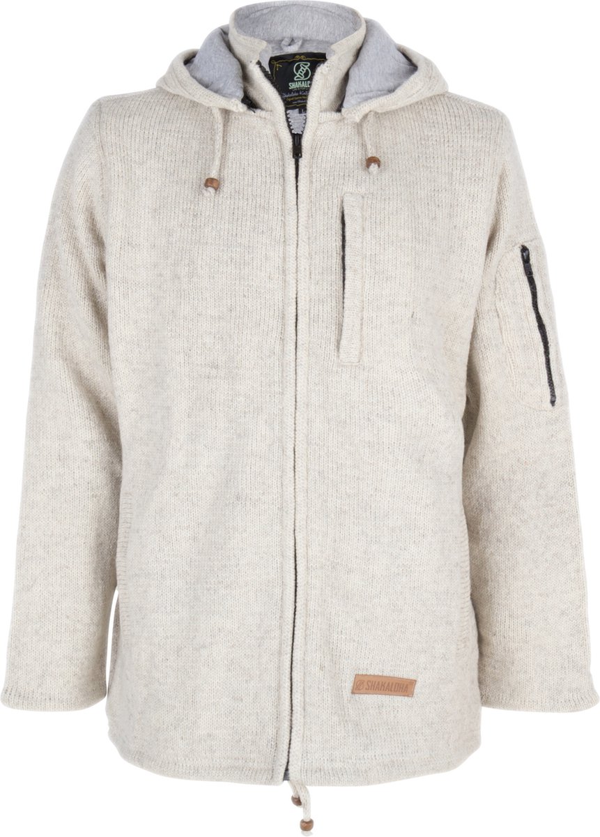 Gebreid Wollen Heren/Uni Vest van Schapenwol met Katoenen Voering en afneembare capuchon SHAKALOHA M Splendor ZH Lbrown