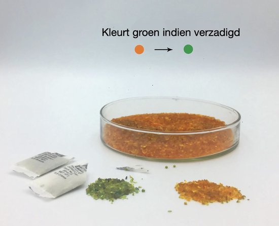 Silica Gel Mix 1Kg zak, mét indicator, zowel witte als oranje korrels. Vochtvreter Silica Gel Mix 1Kg zak, mét indicator, zowel witte als oranje korrels. Vochtvreter