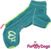 ForMyDogs honden kleding , pyjama voor de reu, rug lengte 39cm , fleece pak met rits op de rug
