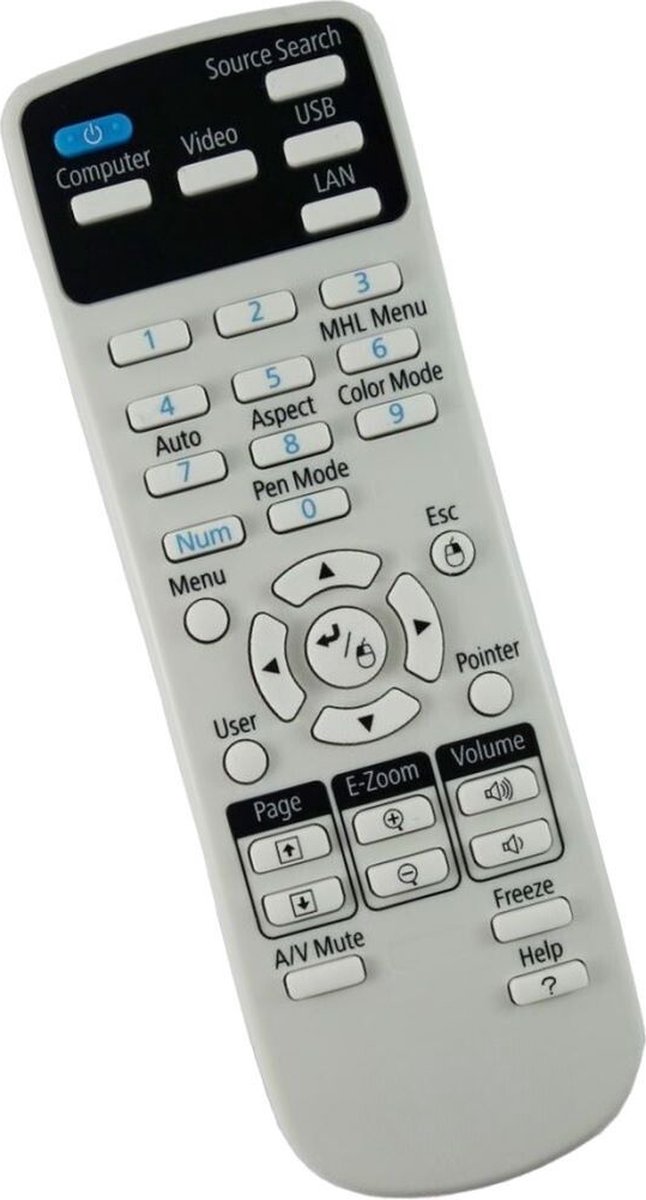 Afstandsbediening geschikt voor de EPSON H604B beamer, vervangt 1613717 / 161371700