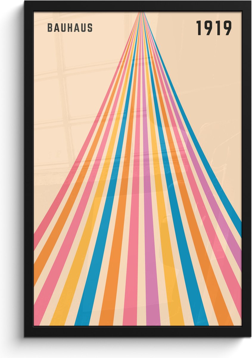 FrameYourWall Poster in lijst - Fotolijst 40x60 cm - Posters - Bauhaus - Kleurrijk - Abstract - Modern - Kunst - Posterlijst zwart - Decoratie - Wanddecoratie woonkamer - Muurdecoratie slaapkamer