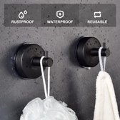 Vacuüm zuignap Handdoekhaken Rvs Badkamer Zuighaken Sucker Douche Haak Zuig Handdoekhouder voor Keuken Muur Heavy Duty Handdoek Hanger Jas Gewaad Geen Boor Mat Zwart 2 Stks