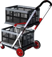 Opvouwbare transportwagen | transportwagen | boodschappenwagen | met 2 vouwdozen | rood