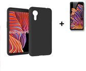 MoDo hoesje geschikt voor Samsung Galaxy Xcover 5 - Siliconen/TPU/Kunststof Back Cover - Zwart met screenprotector