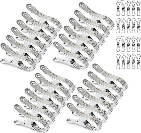 Roestvrijstalen wasknijpers, 100 stuks, 4,5 cm, voor handdoeken, kleding, sokken
